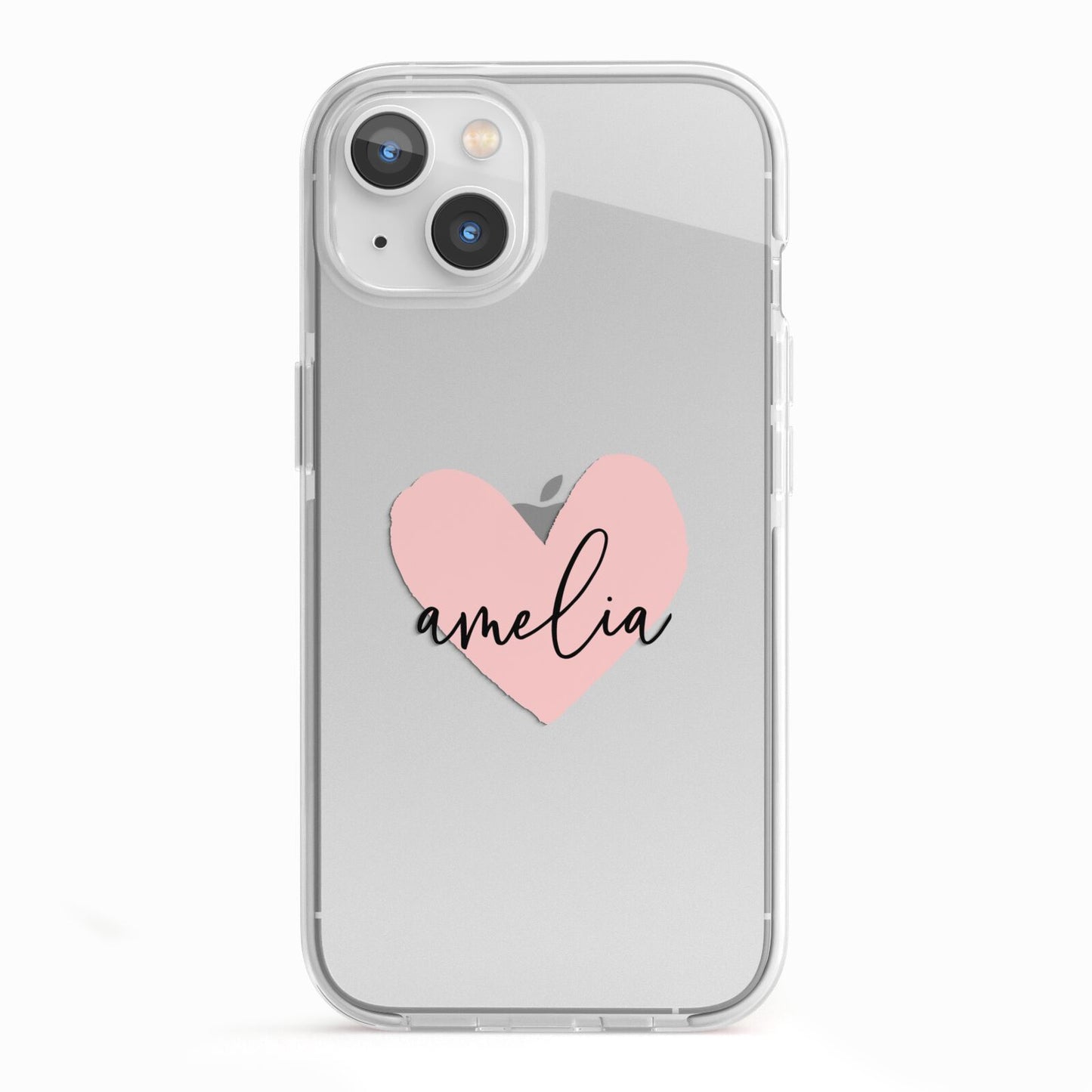 Pink Heart Sketch with Name iPhone 13 TPU Impact Case with White Edges