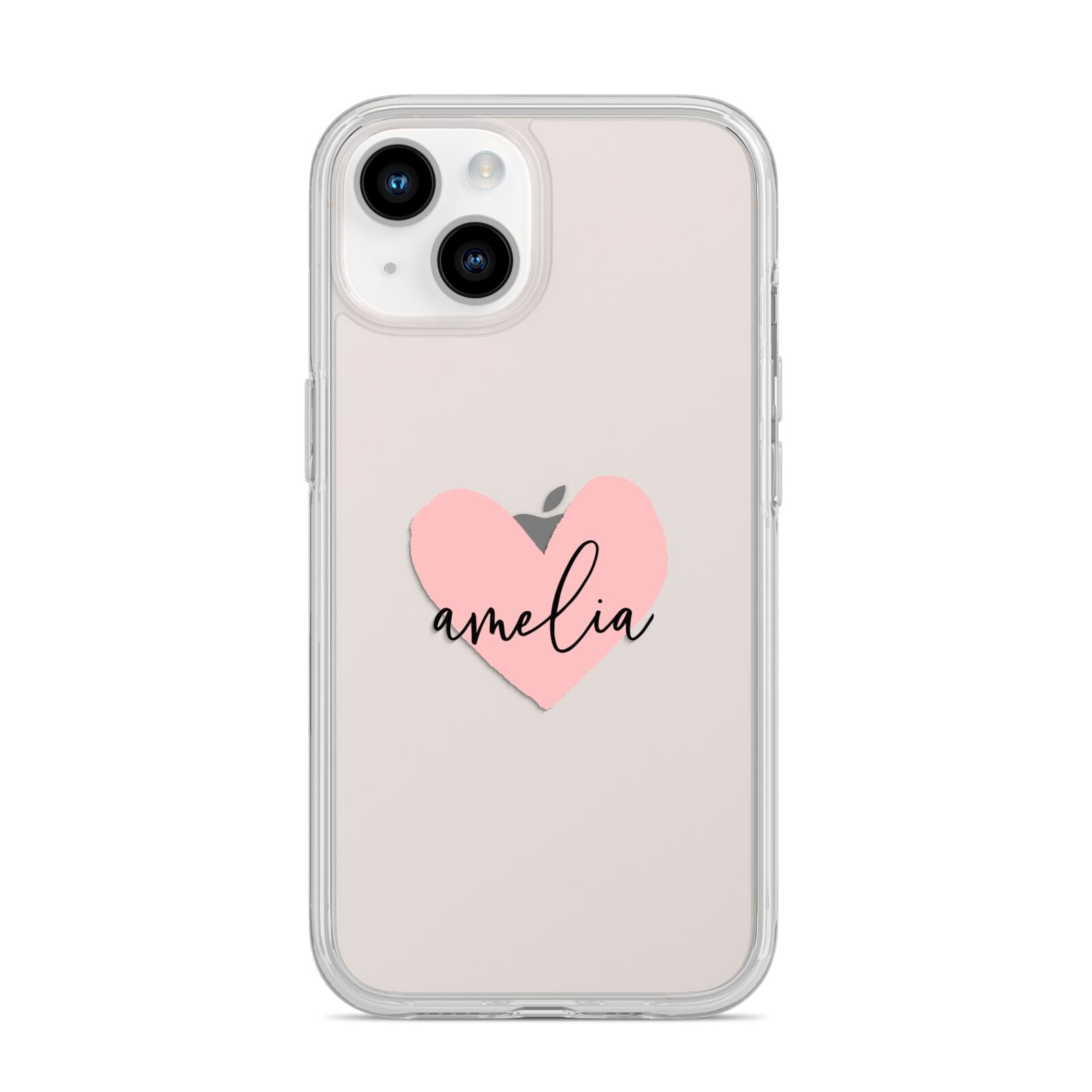 Pink Heart Sketch with Name iPhone 14 Clear Tough Case Starlight