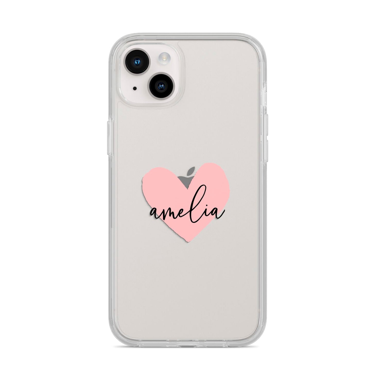 Pink Heart Sketch with Name iPhone 14 Plus Clear Tough Case Starlight