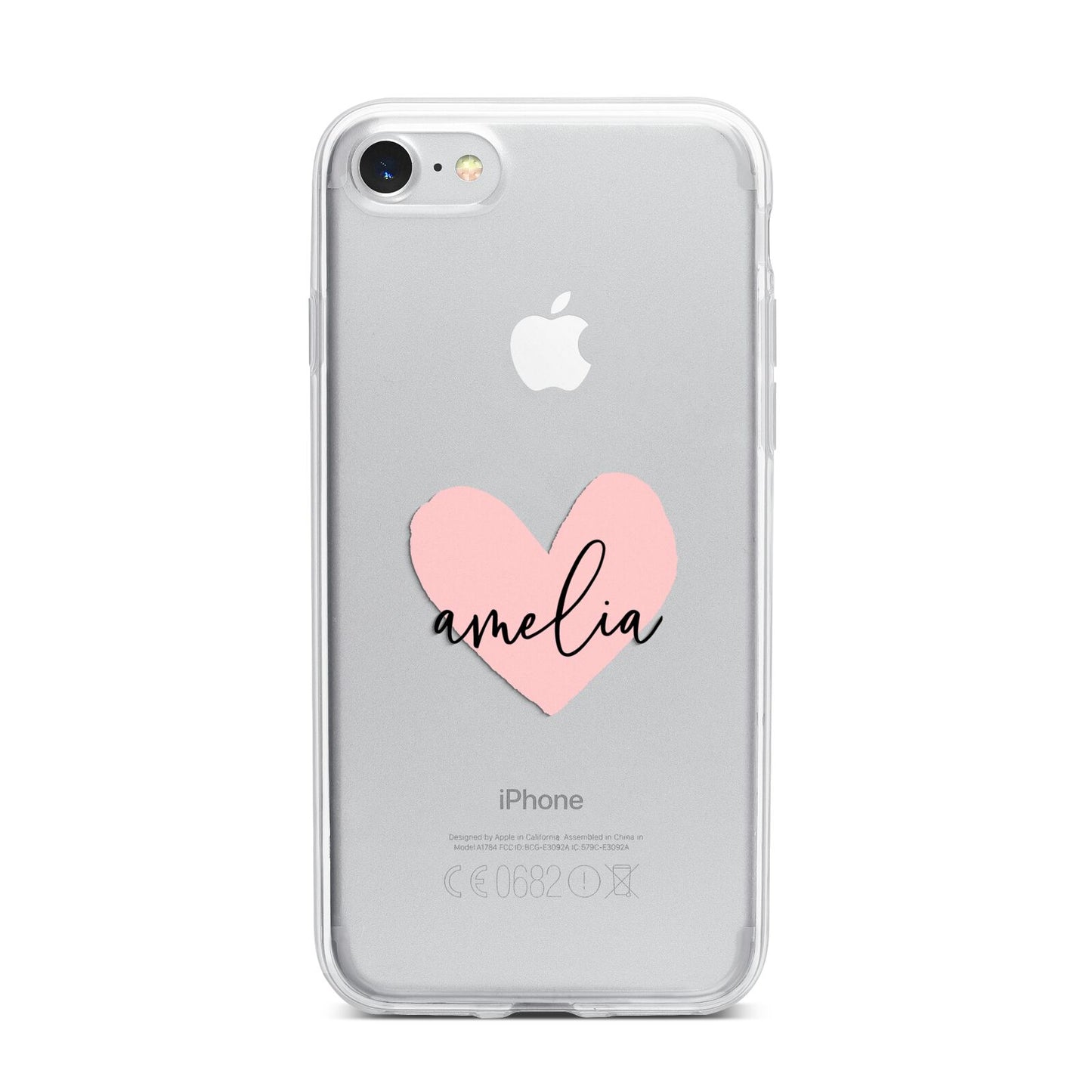 Pink Heart Sketch with Name iPhone 7 Bumper Case on Silver iPhone