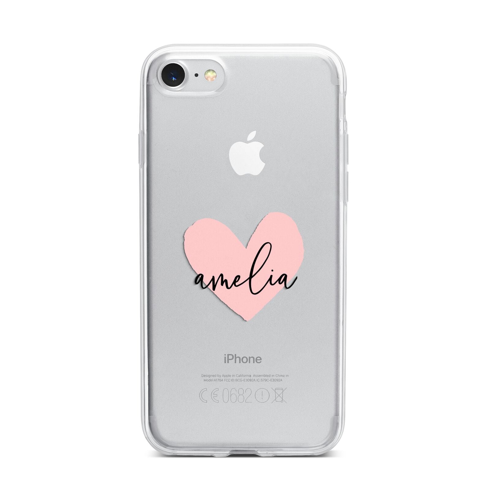 Pink Heart Sketch with Name iPhone 7 Bumper Case on Silver iPhone