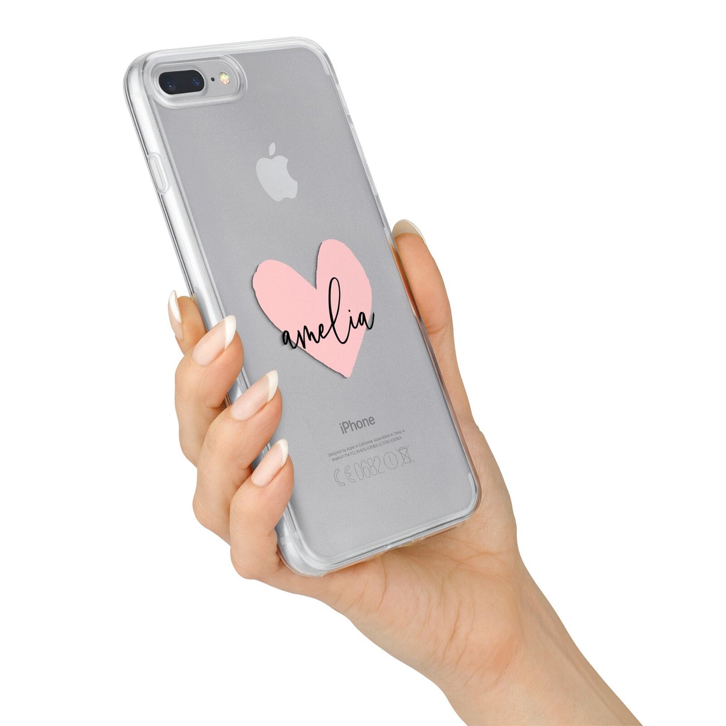 Pink Heart Sketch with Name iPhone 7 Plus Bumper Case on Silver iPhone Alternative Image