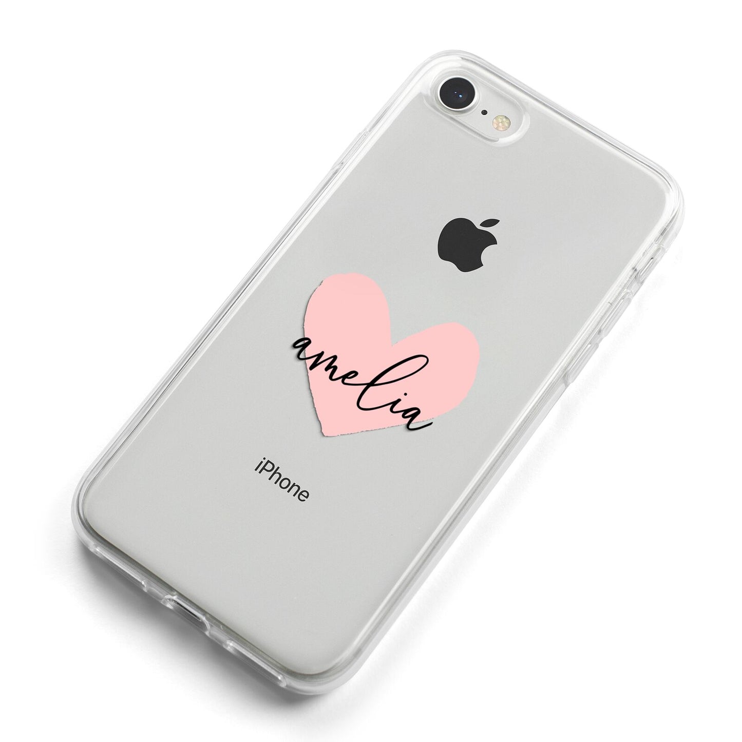 Pink Heart Sketch with Name iPhone 8 Bumper Case on Silver iPhone Alternative Image