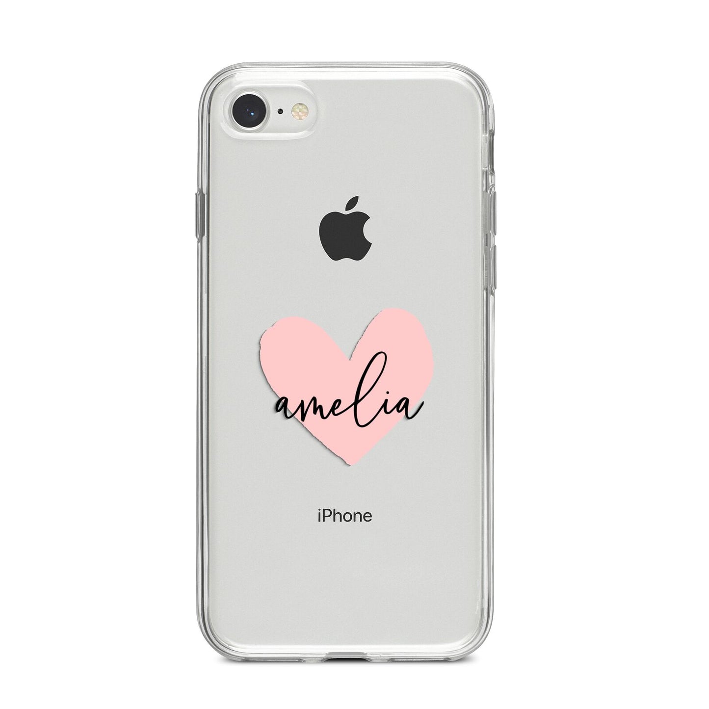 Pink Heart Sketch with Name iPhone 8 Bumper Case on Silver iPhone