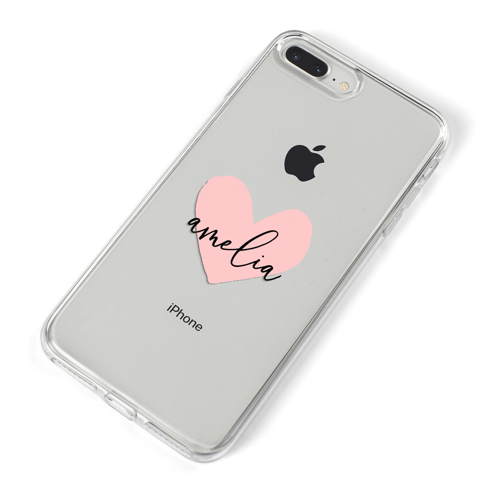 Pink Heart Sketch with Name iPhone 8 Plus Bumper Case on Silver iPhone Alternative Image