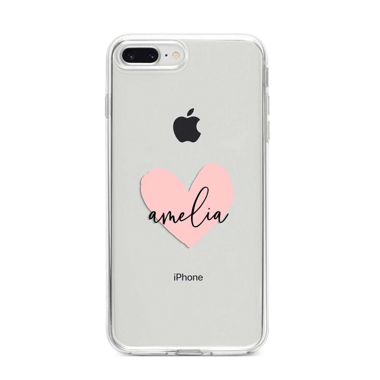 Pink Heart Sketch with Name iPhone 8 Plus Bumper Case on Silver iPhone