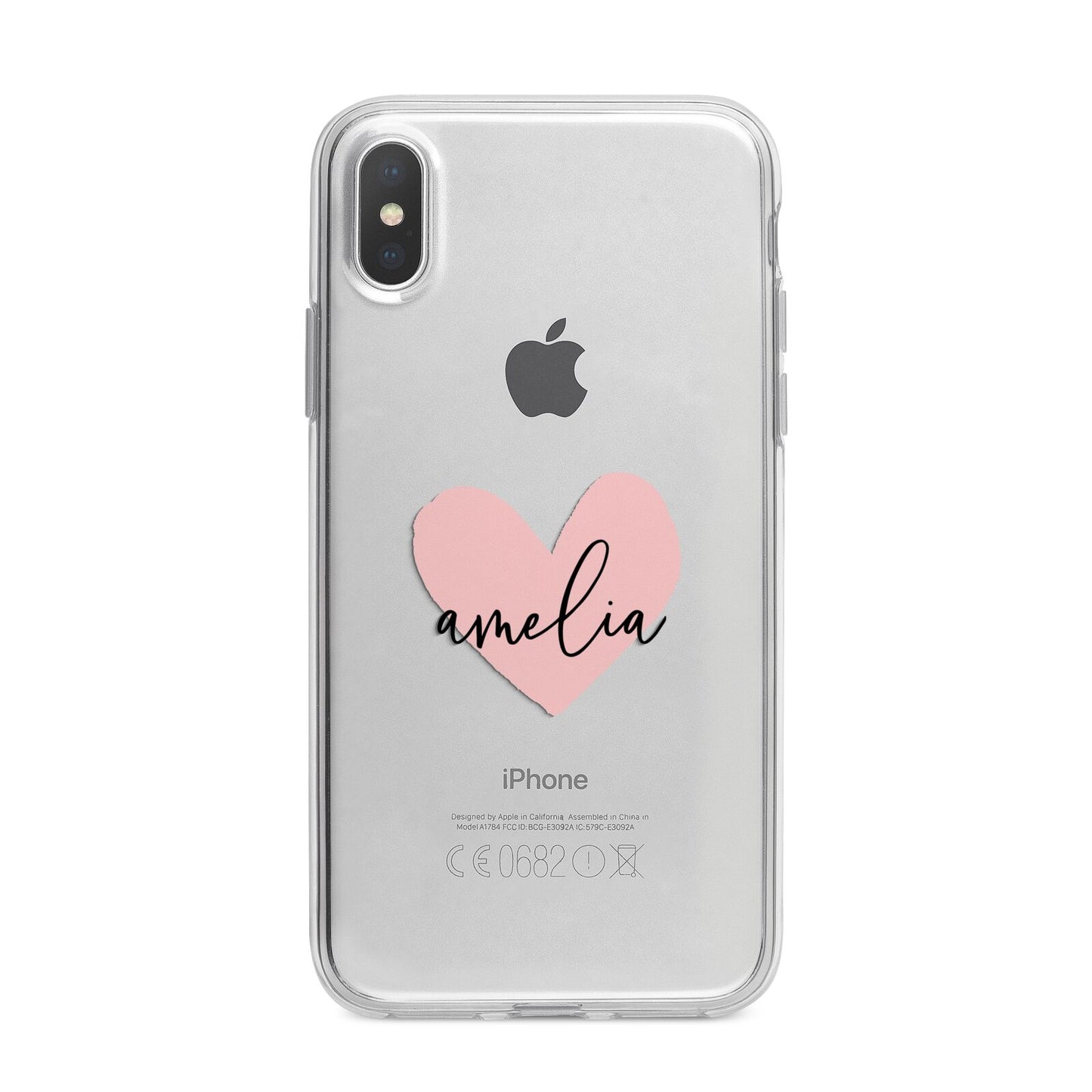 Pink Heart Sketch with Name iPhone X Bumper Case on Silver iPhone Alternative Image 1