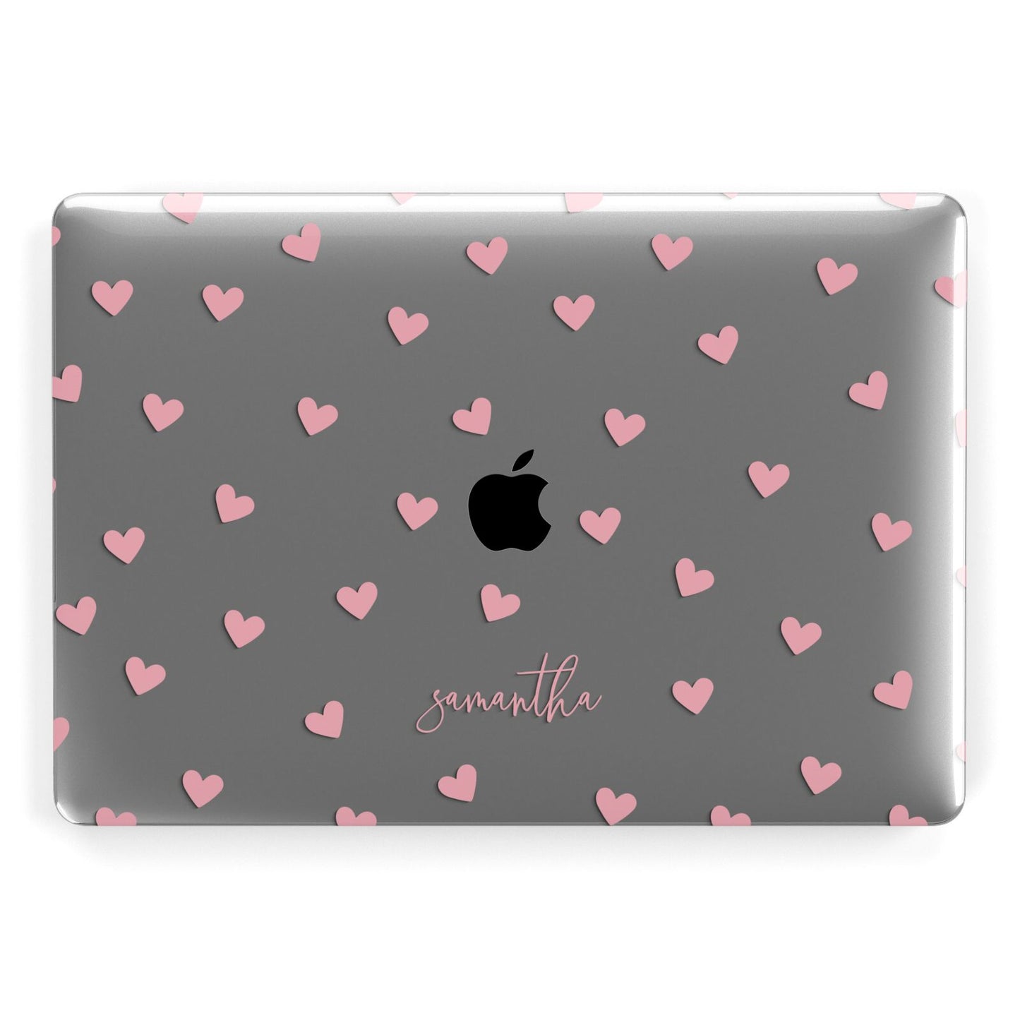 Pink Hearts with Custom Name Apple MacBook Case