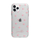 Pink Hearts with Custom Name Apple iPhone 11 Pro Max in Silver with Bumper Case