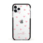 Pink Hearts with Custom Name Apple iPhone 11 Pro in Silver with Black Impact Case