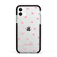 Pink Hearts with Custom Name Apple iPhone 11 in White with Black Impact Case