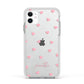 Pink Hearts with Custom Name Apple iPhone 11 in White with White Impact Case