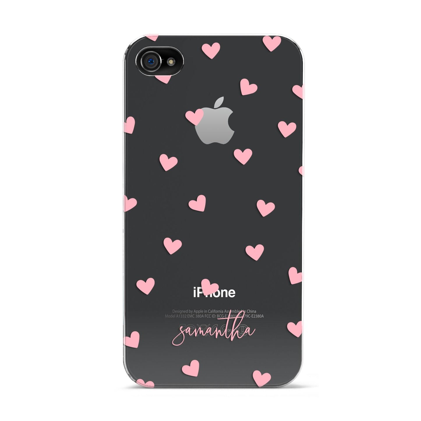Pink Hearts with Custom Name Apple iPhone 4s Case