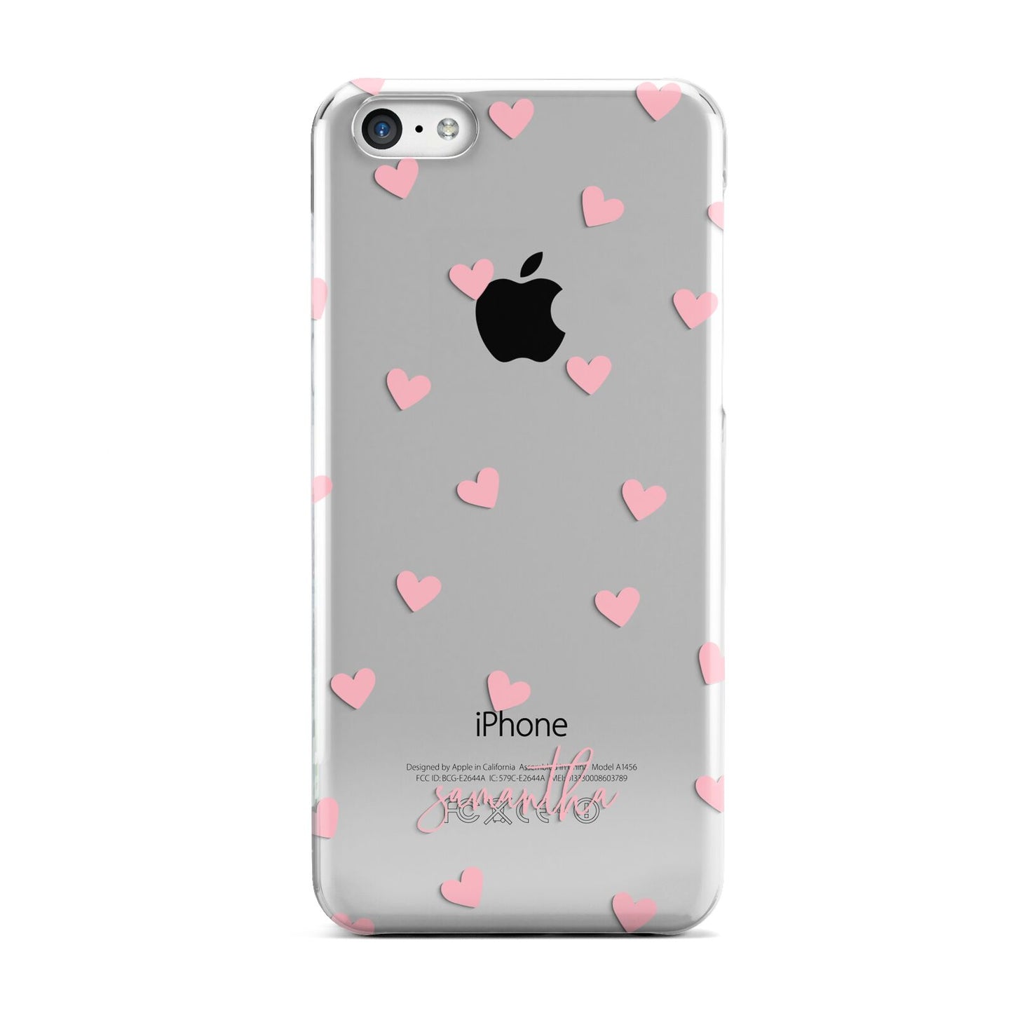 Pink Hearts with Custom Name Apple iPhone 5c Case