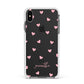 Pink Hearts with Custom Name Apple iPhone Xs Max Impact Case White Edge on Black Phone