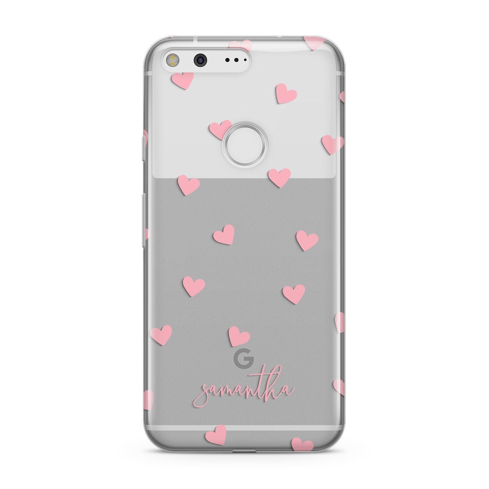 Pink Hearts with Custom Name Google Pixel Case