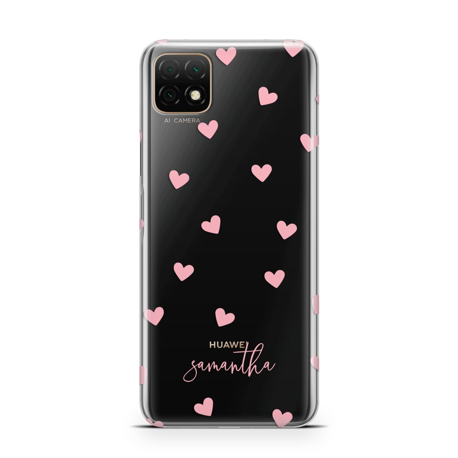 Pink Hearts with Custom Name Huawei Enjoy 20 Phone Case