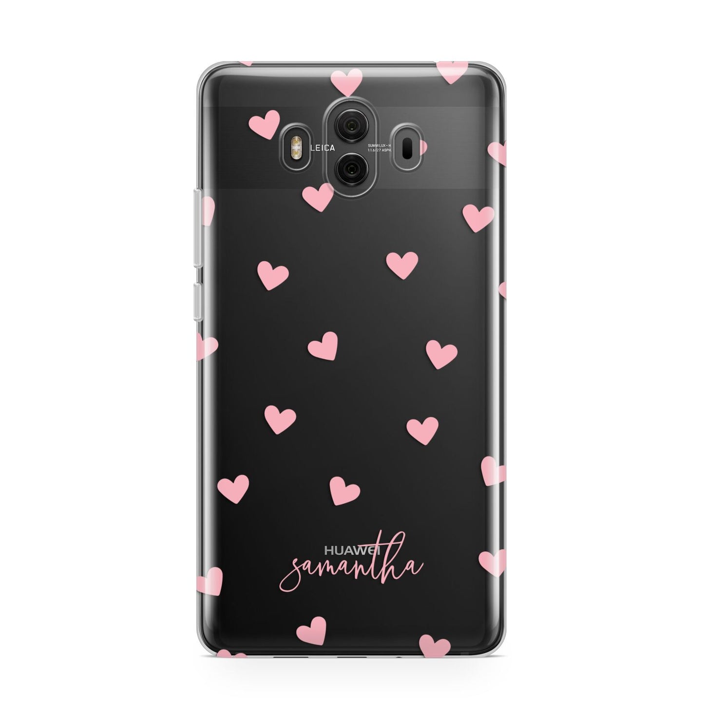 Pink Hearts with Custom Name Huawei Mate 10 Protective Phone Case