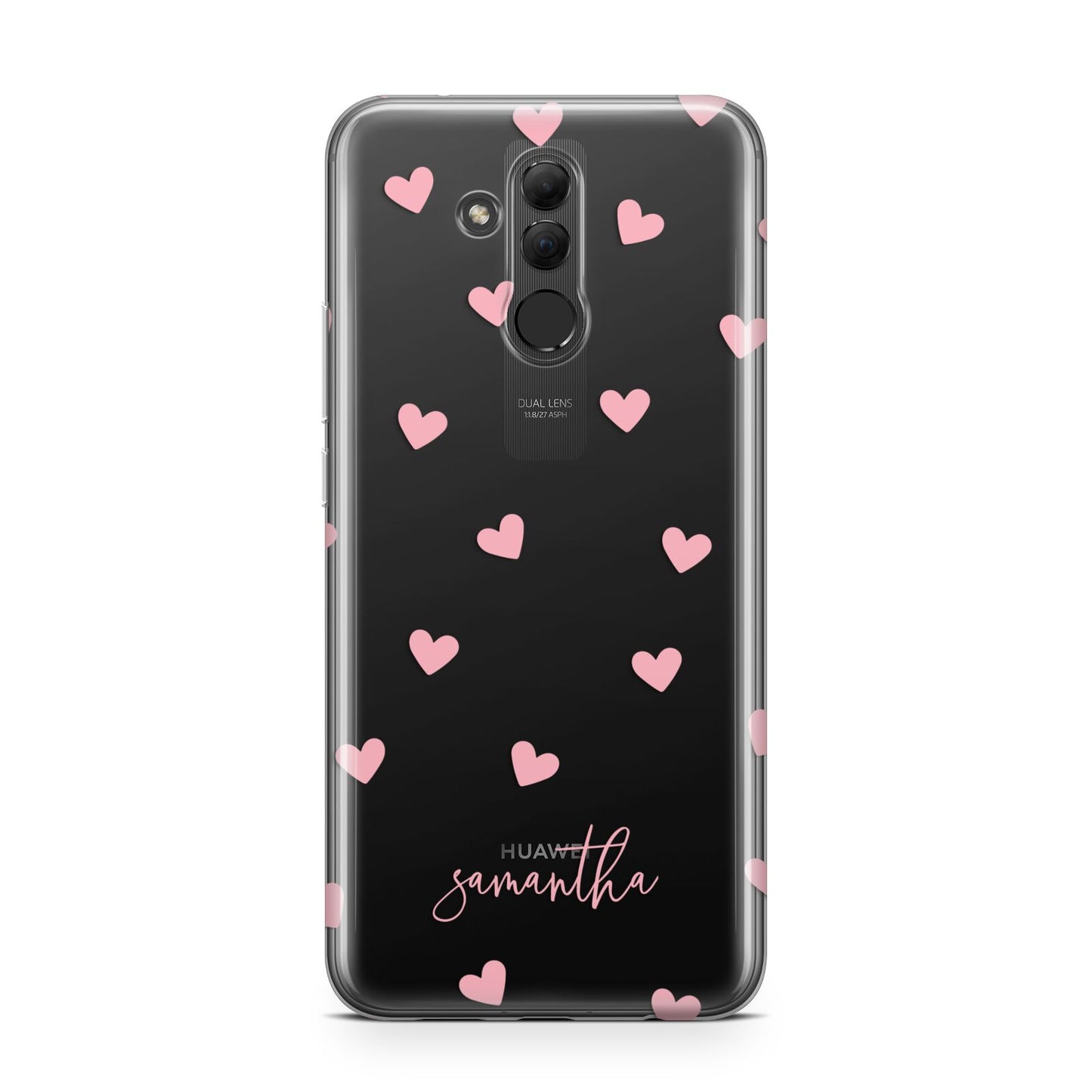 Pink Hearts with Custom Name Huawei Mate 20 Lite