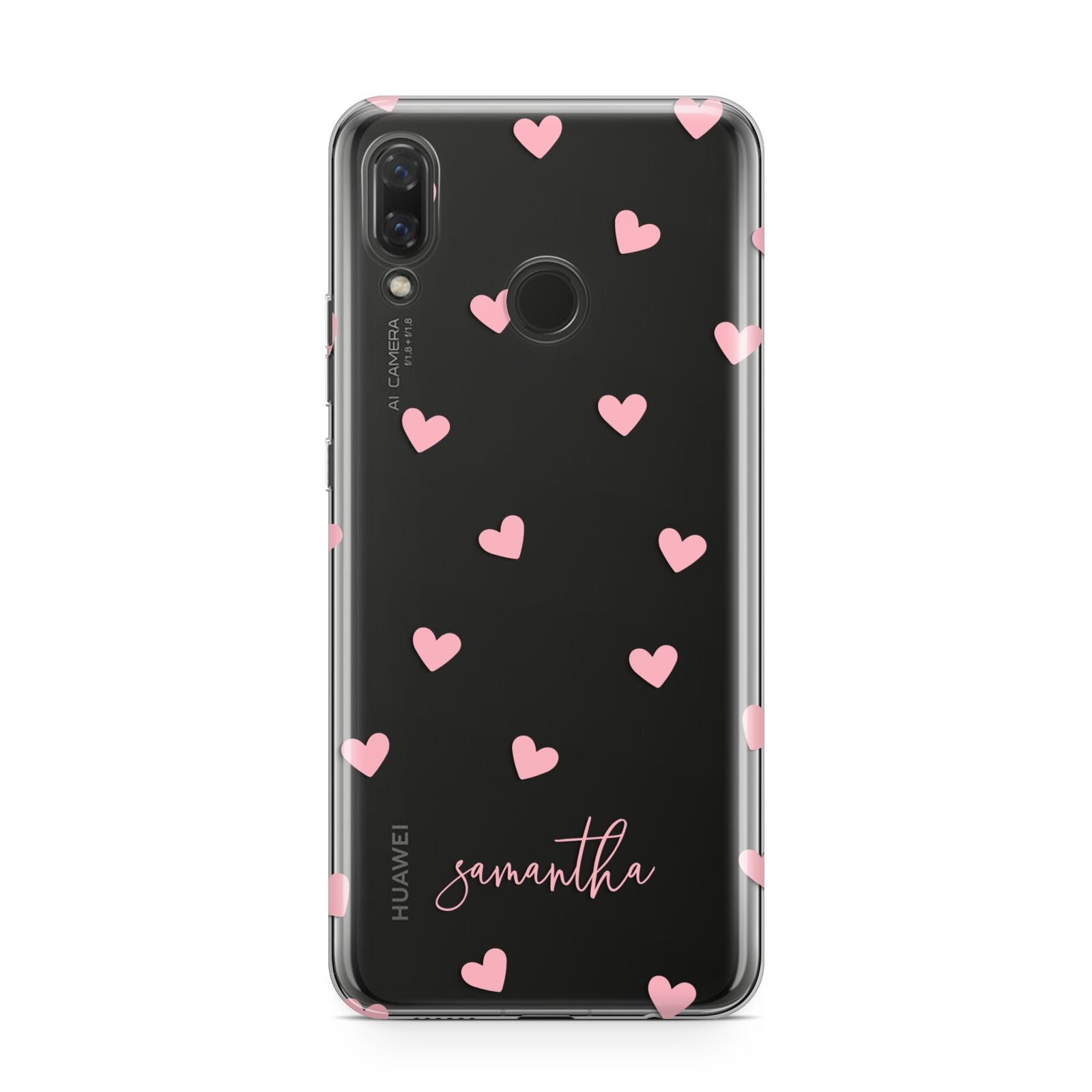 Pink Hearts with Custom Name Huawei Nova 3 Phone Case