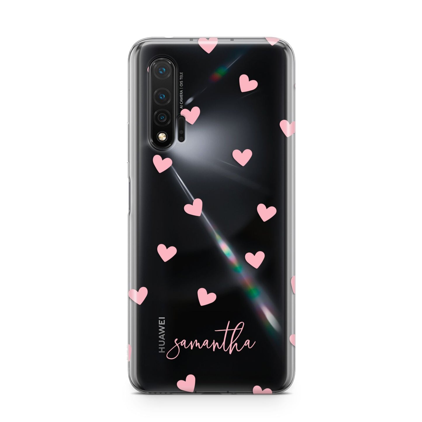 Pink Hearts with Custom Name Huawei Nova 6 Phone Case