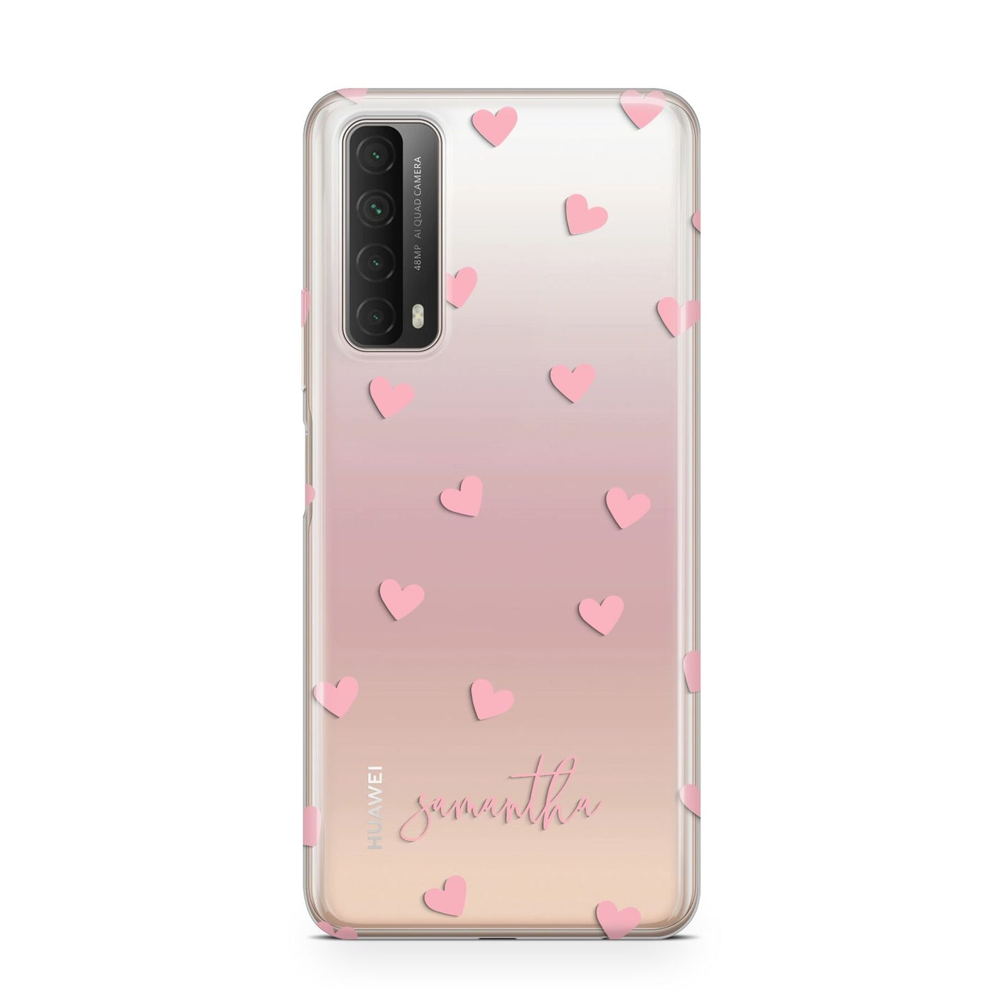 Pink Hearts with Custom Name Huawei P Smart 2021