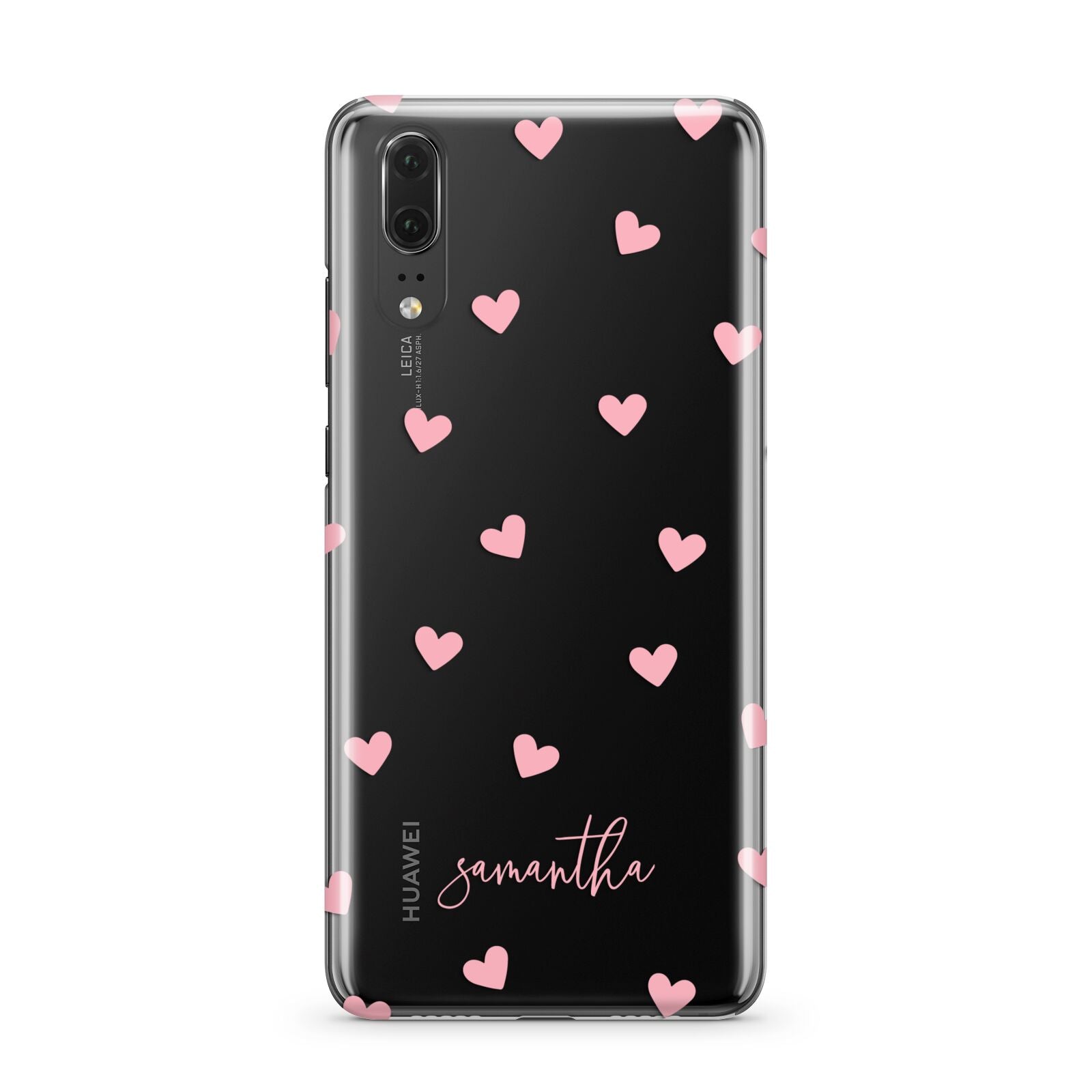 Pink Hearts with Custom Name Huawei P20 Phone Case