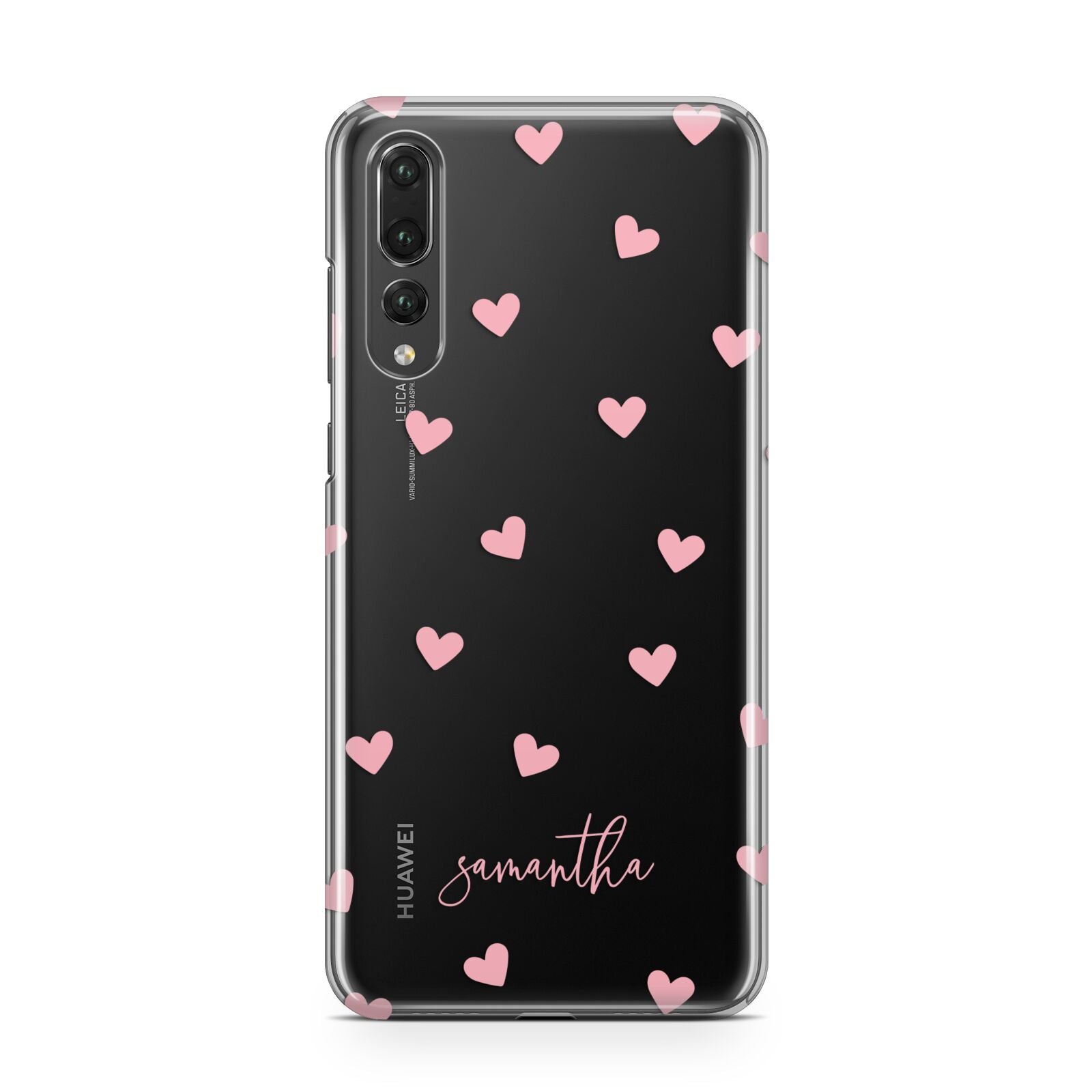 Pink Hearts with Custom Name Huawei P20 Pro Phone Case