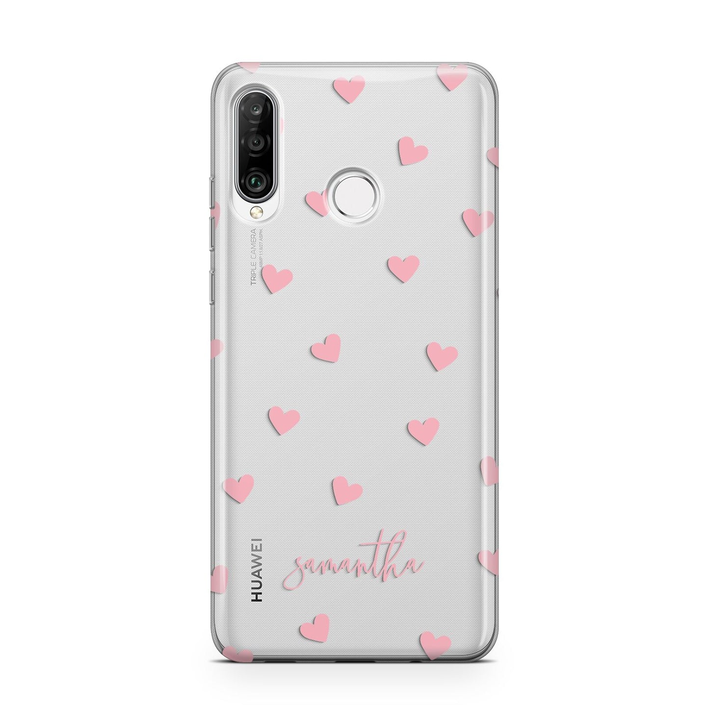 Pink Hearts with Custom Name Huawei P30 Lite Phone Case