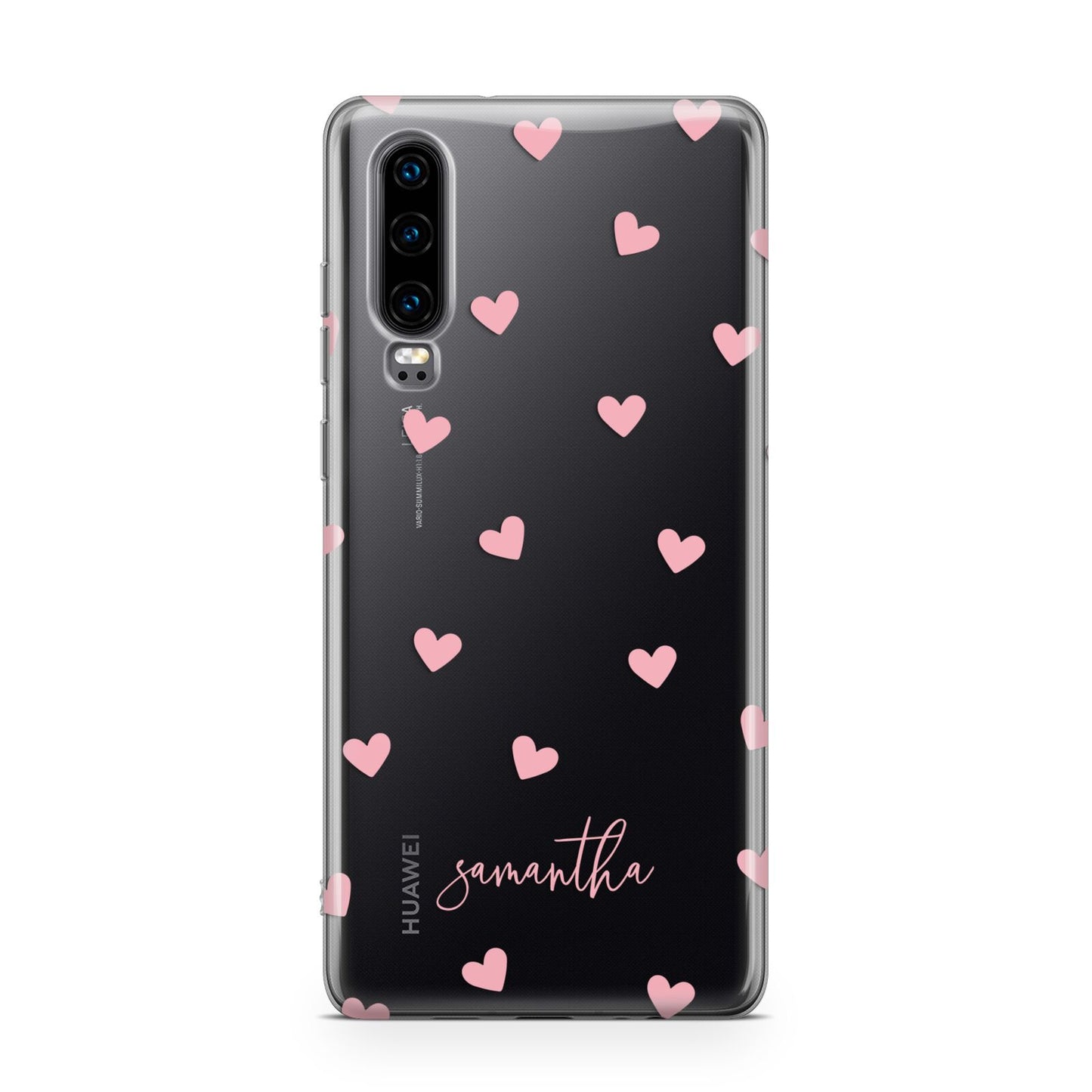 Pink Hearts with Custom Name Huawei P30 Phone Case