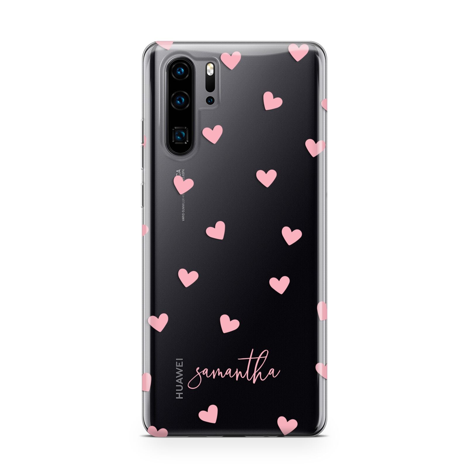 Pink Hearts with Custom Name Huawei P30 Pro Phone Case