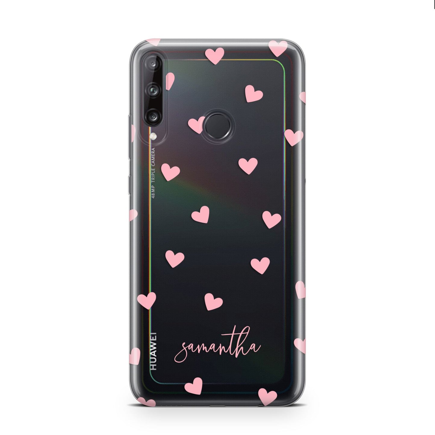 Pink Hearts with Custom Name Huawei P40 Lite E Phone Case