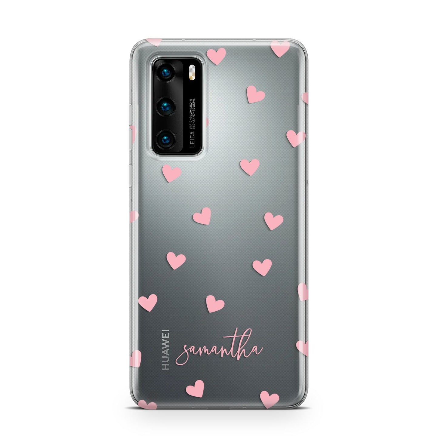 Pink Hearts with Custom Name Huawei P40 Phone Case