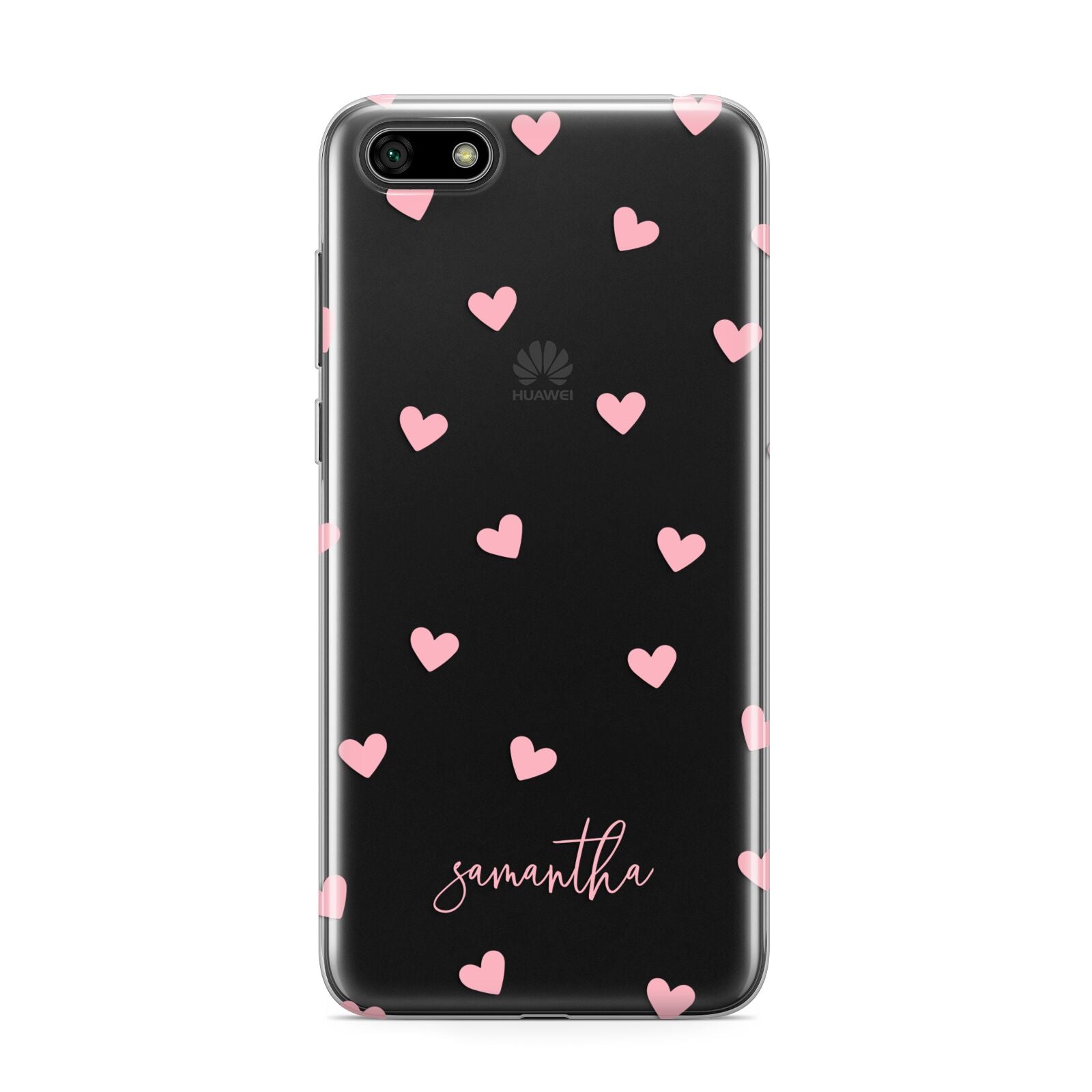 Pink Hearts with Custom Name Huawei Y5 Prime 2018 Phone Case