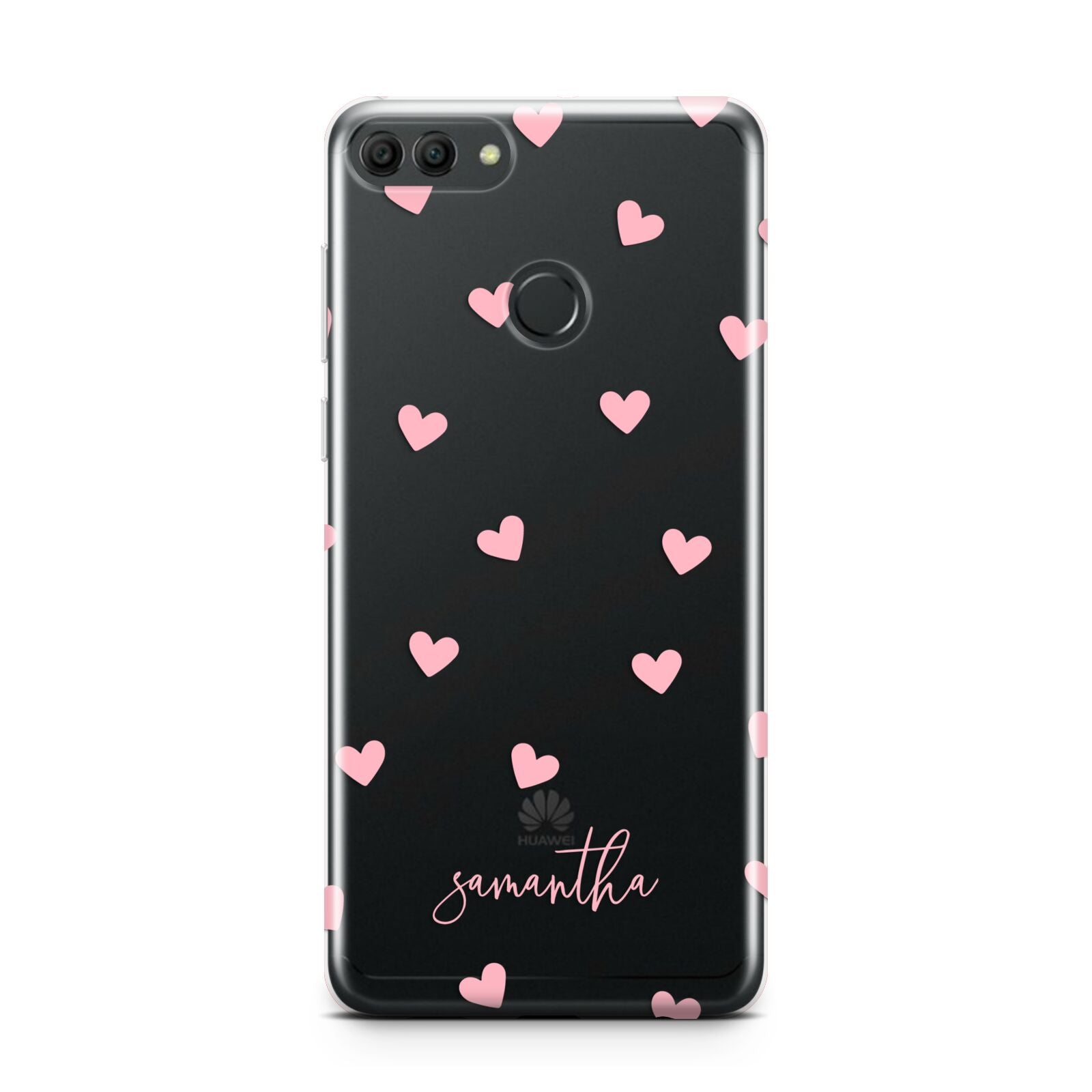 Pink Hearts with Custom Name Huawei Y9 2018