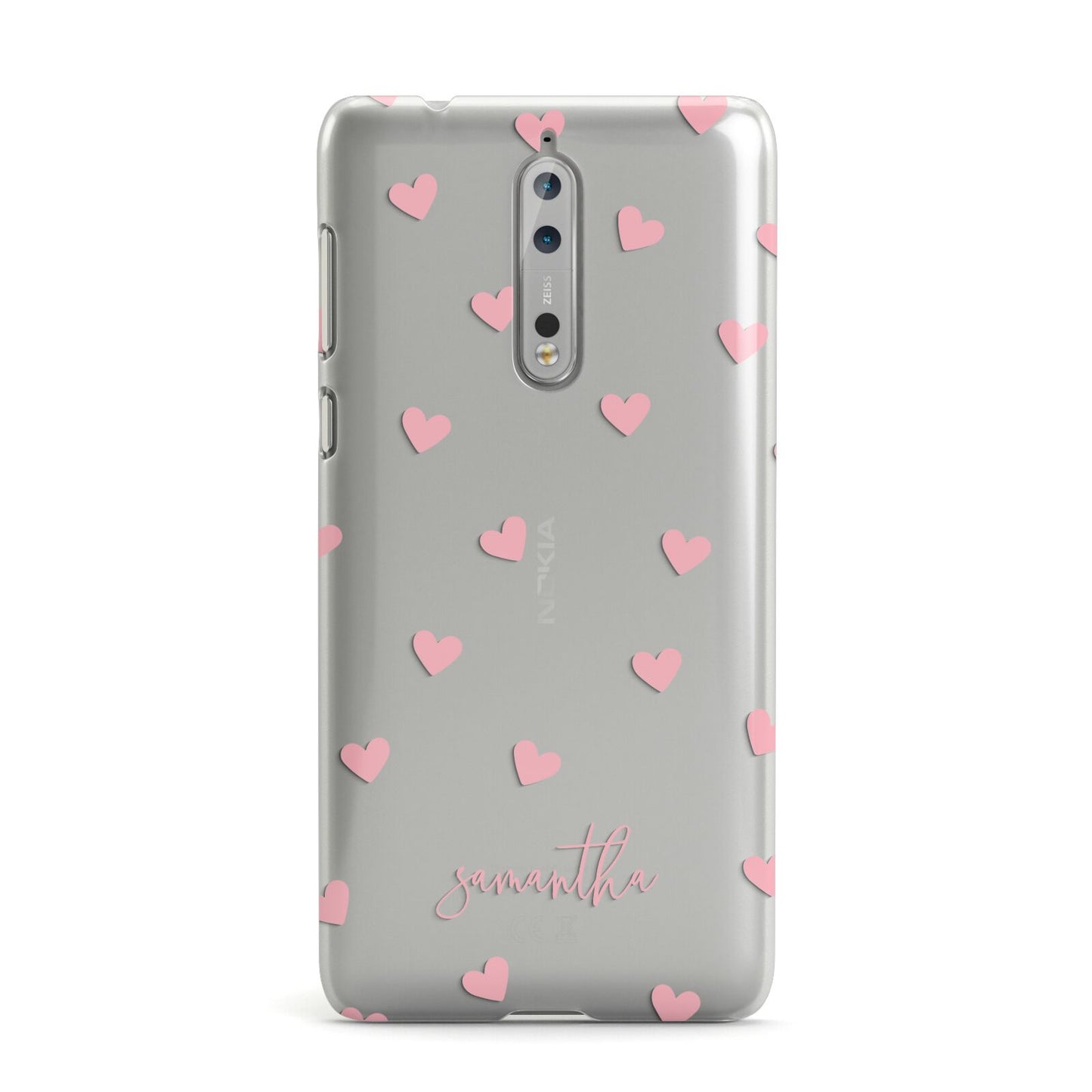 Pink Hearts with Custom Name Nokia Case