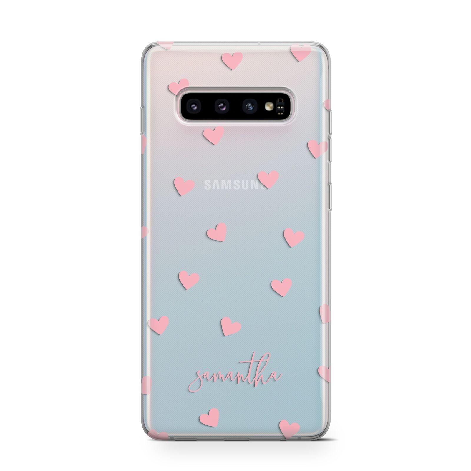 Pink Hearts with Custom Name Protective Samsung Galaxy Case