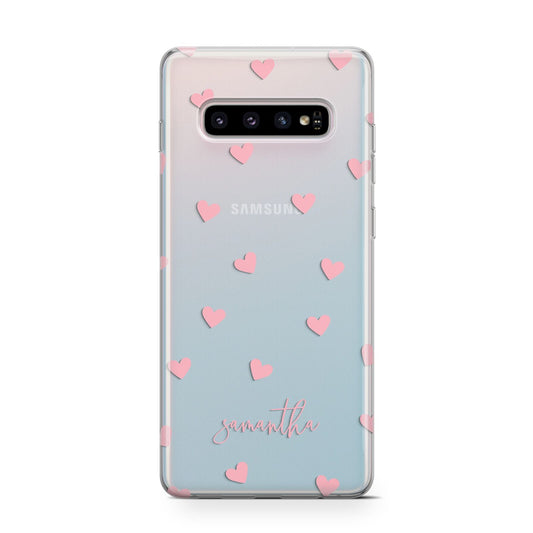 Pink Hearts with Custom Name Protective Samsung Galaxy Case