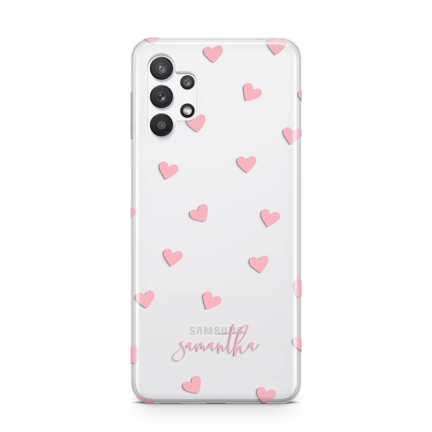 Pink Hearts with Custom Name Samsung A32 5G Case