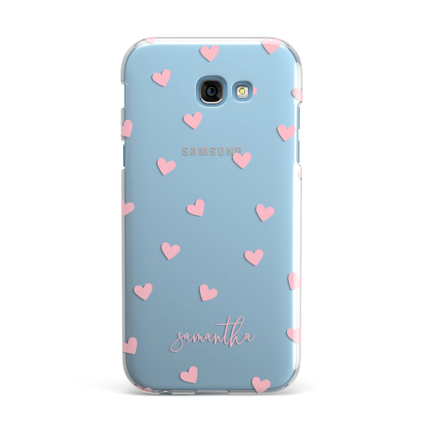 Pink Hearts with Custom Name Samsung Galaxy A7 2017 Case