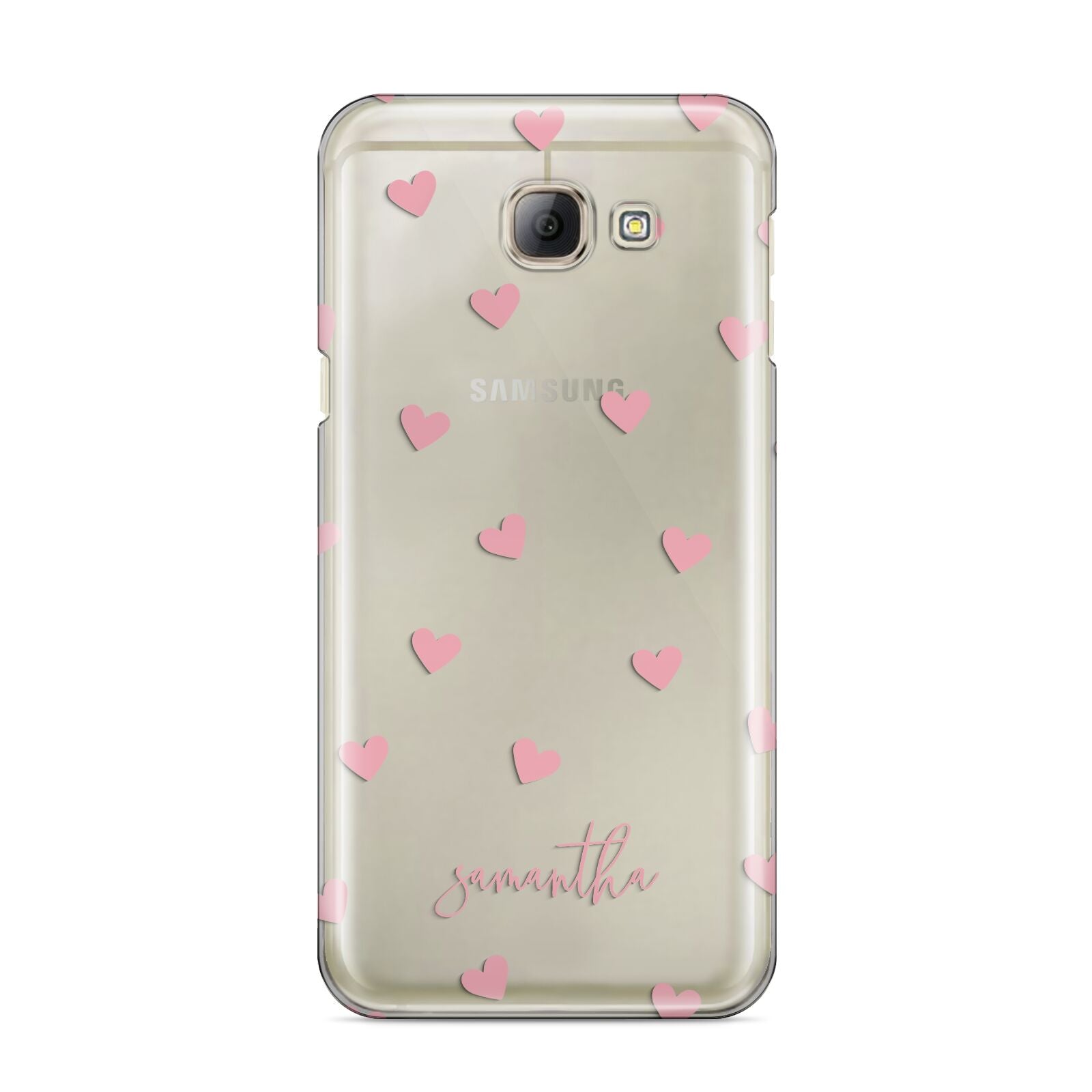 Pink Hearts with Custom Name Samsung Galaxy A8 2016 Case