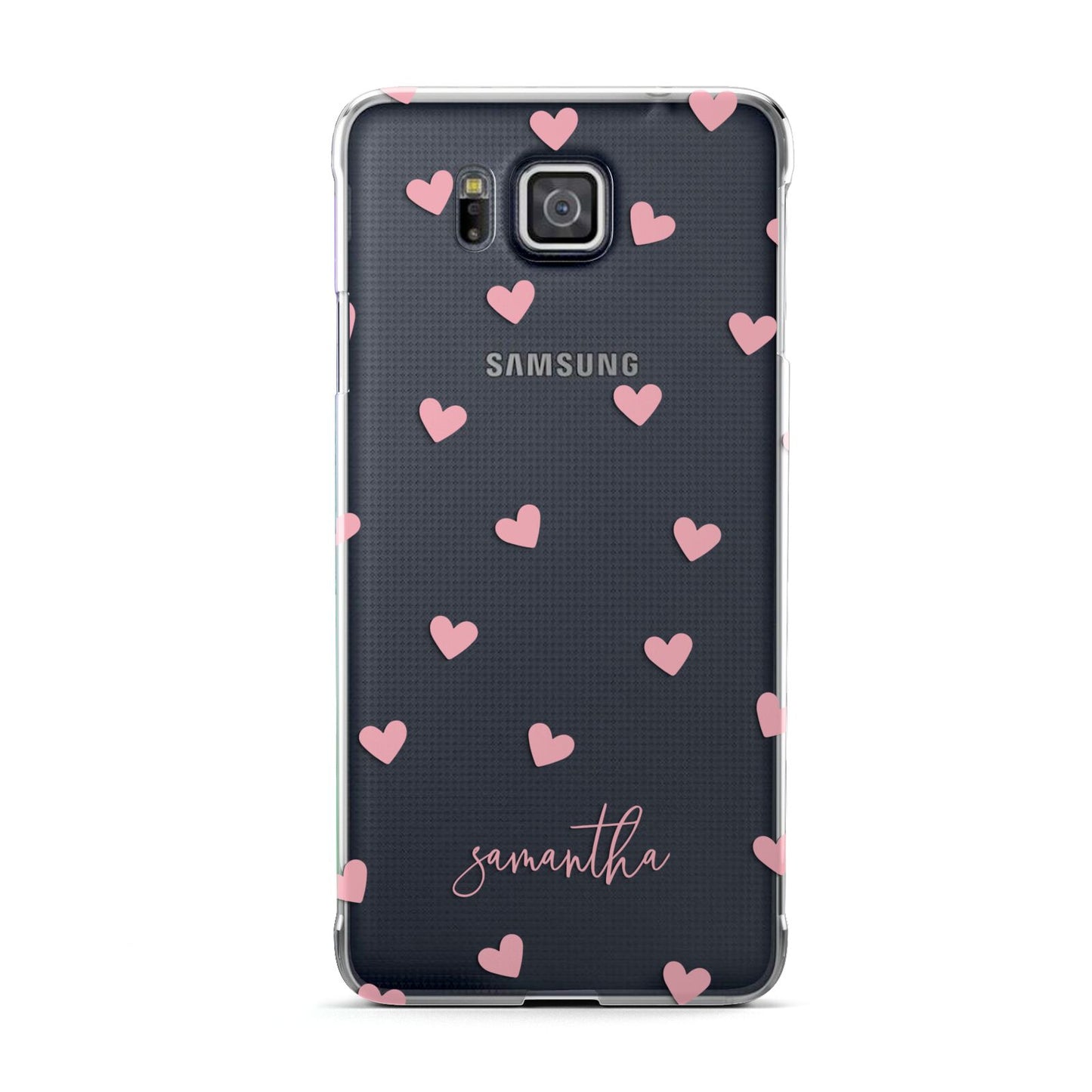 Pink Hearts with Custom Name Samsung Galaxy Alpha Case