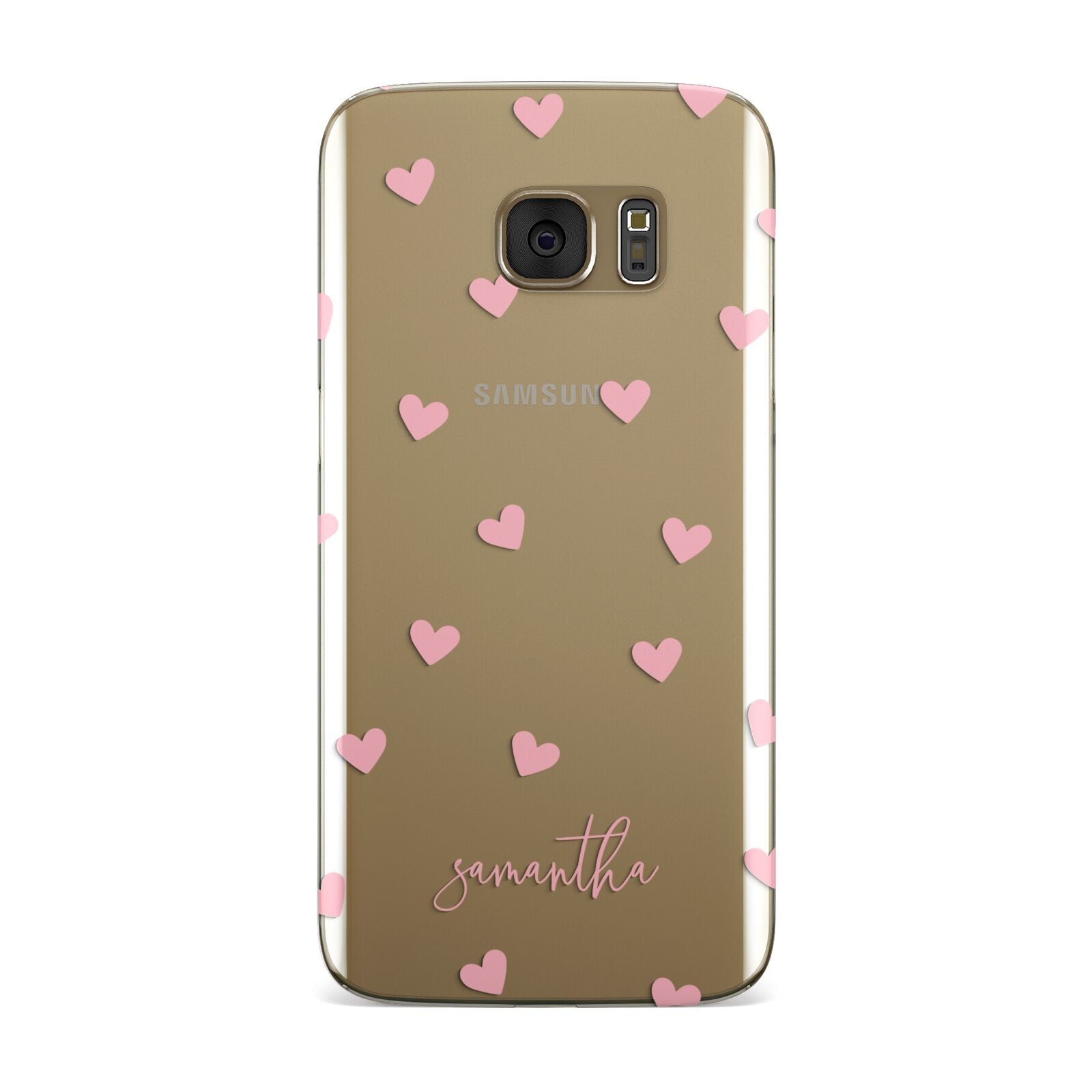 Pink Hearts with Custom Name Samsung Galaxy Case