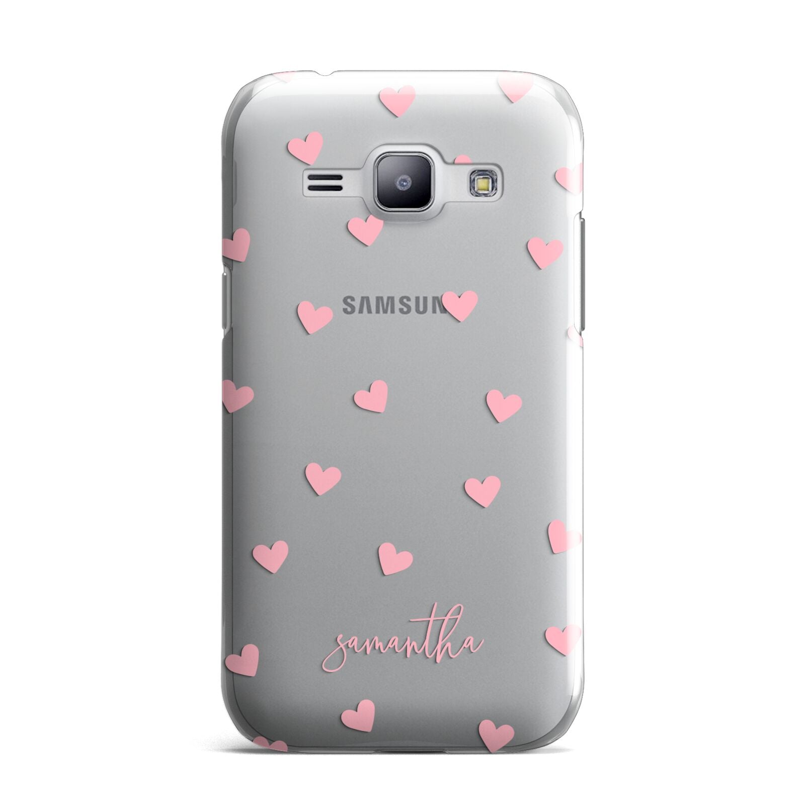 Pink Hearts with Custom Name Samsung Galaxy J1 2015 Case