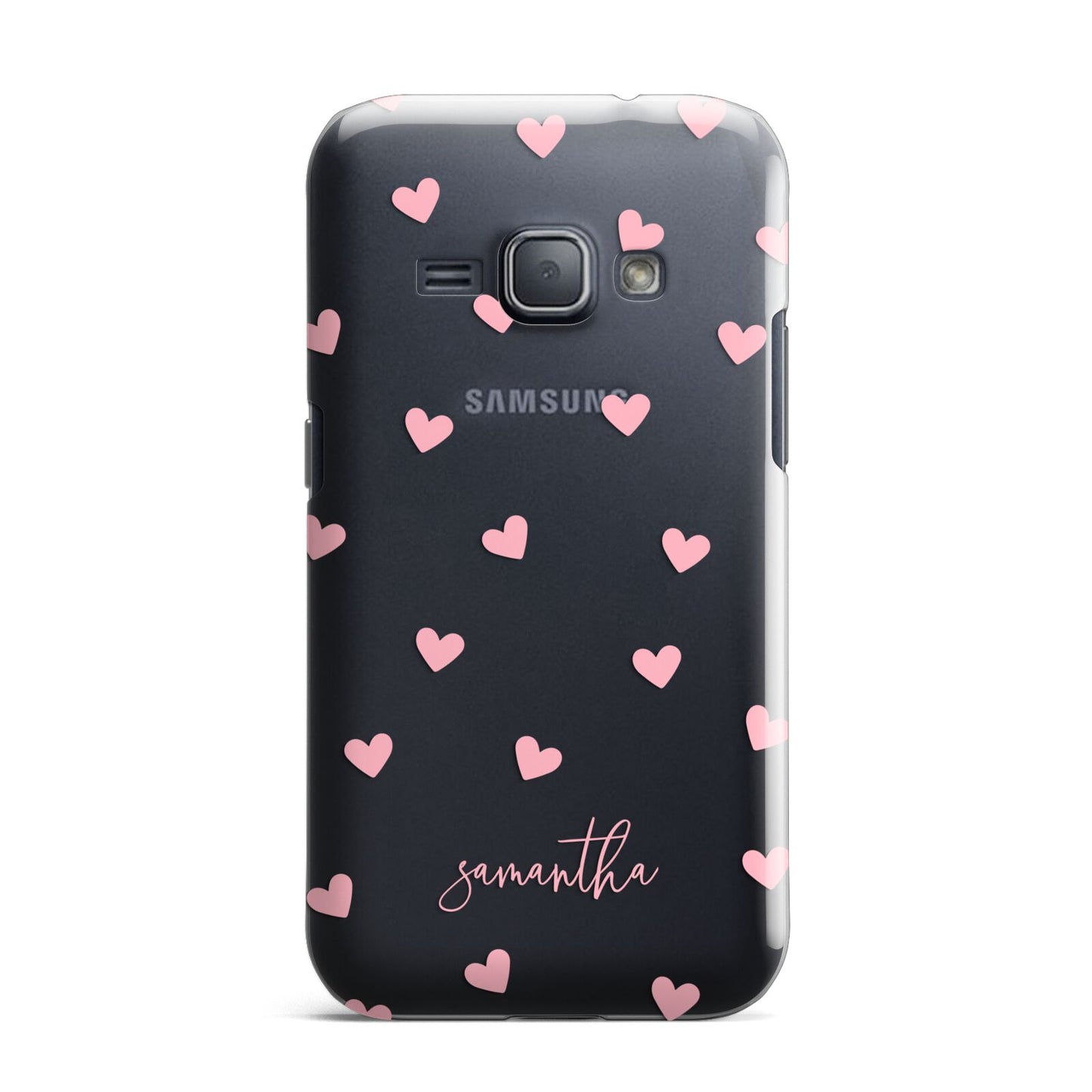 Pink Hearts with Custom Name Samsung Galaxy J1 2016 Case