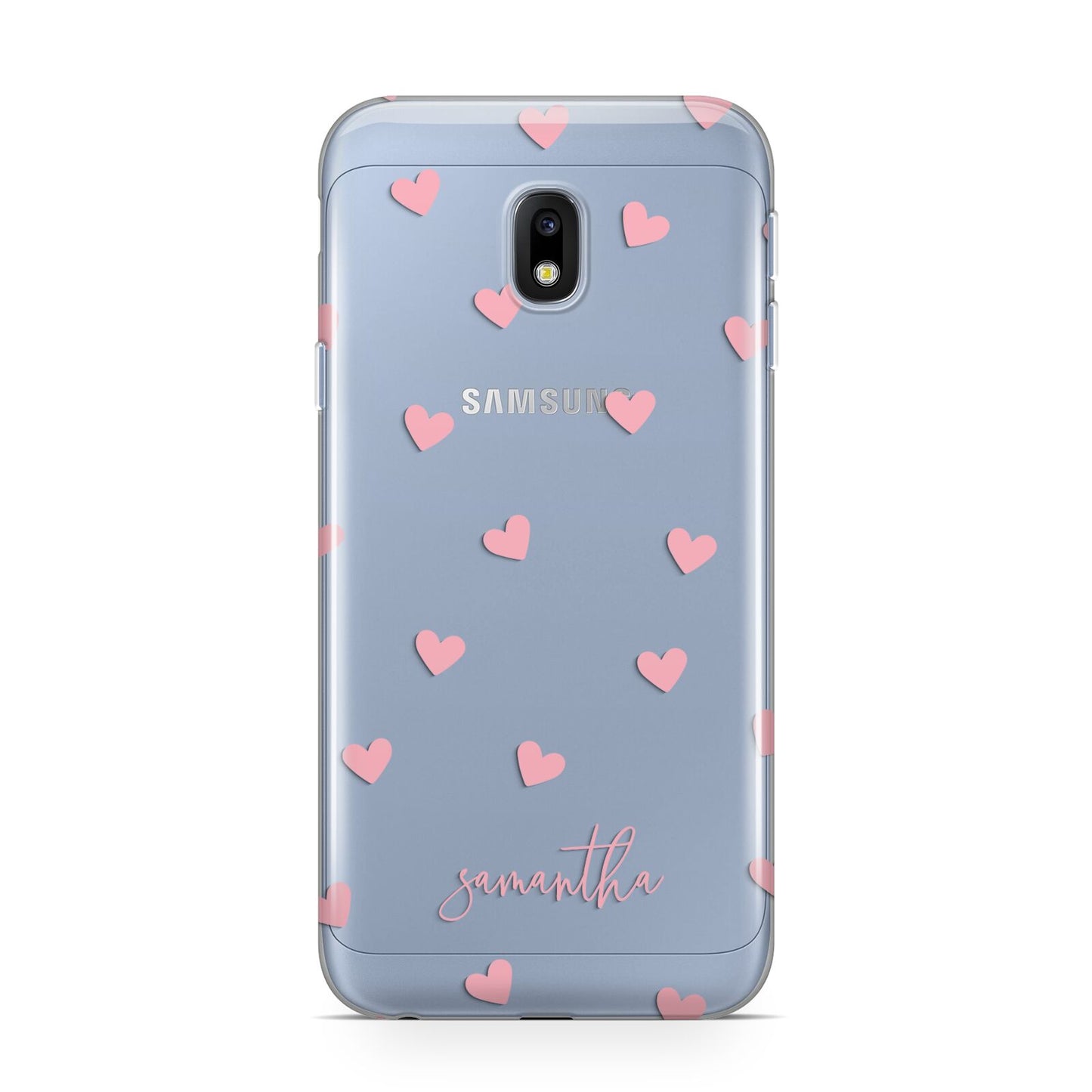 Pink Hearts with Custom Name Samsung Galaxy J3 2017 Case