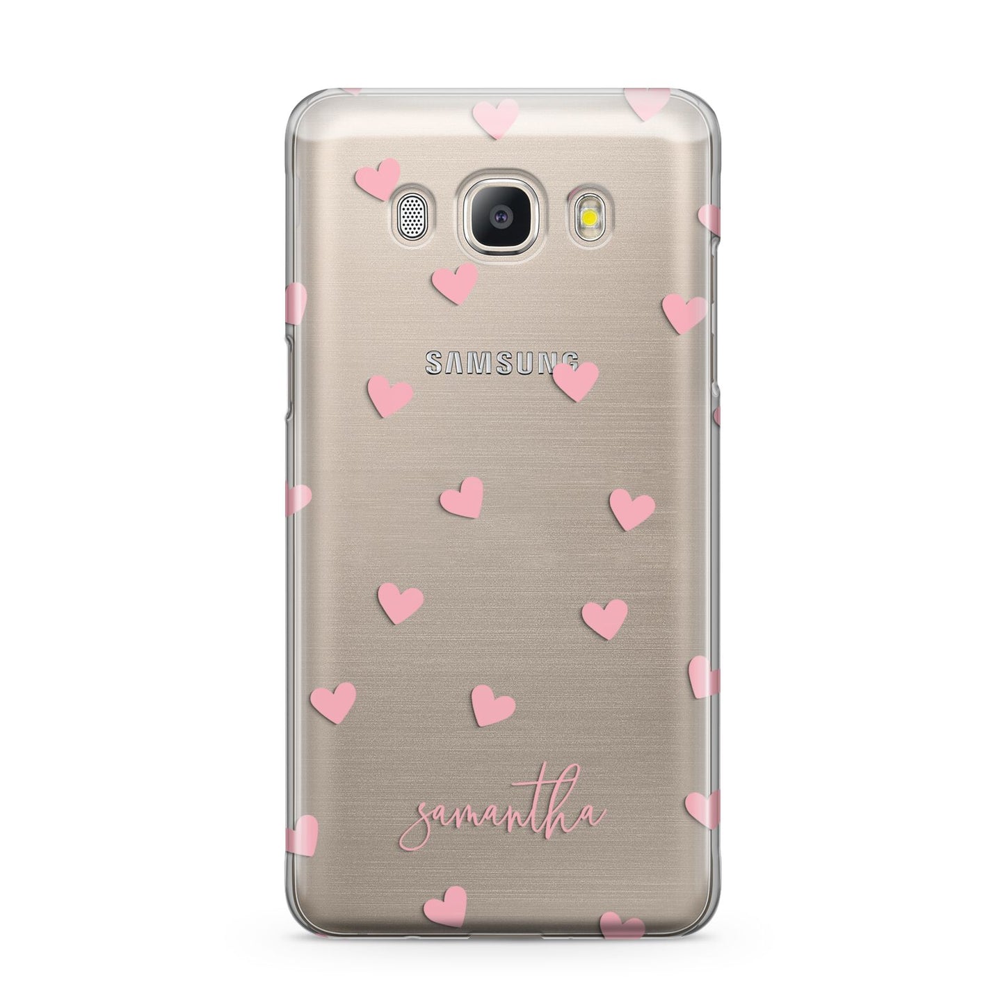 Pink Hearts with Custom Name Samsung Galaxy J5 2016 Case