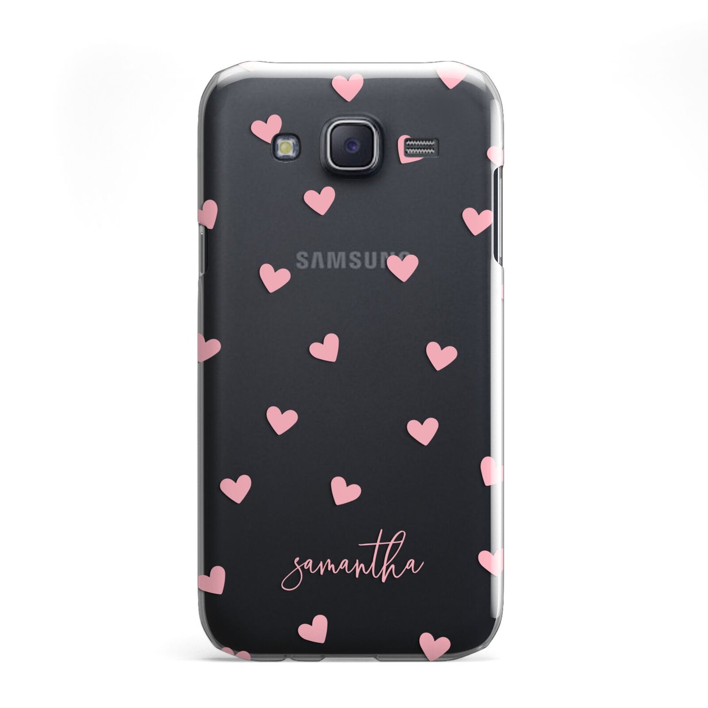 Pink Hearts with Custom Name Samsung Galaxy J5 Case