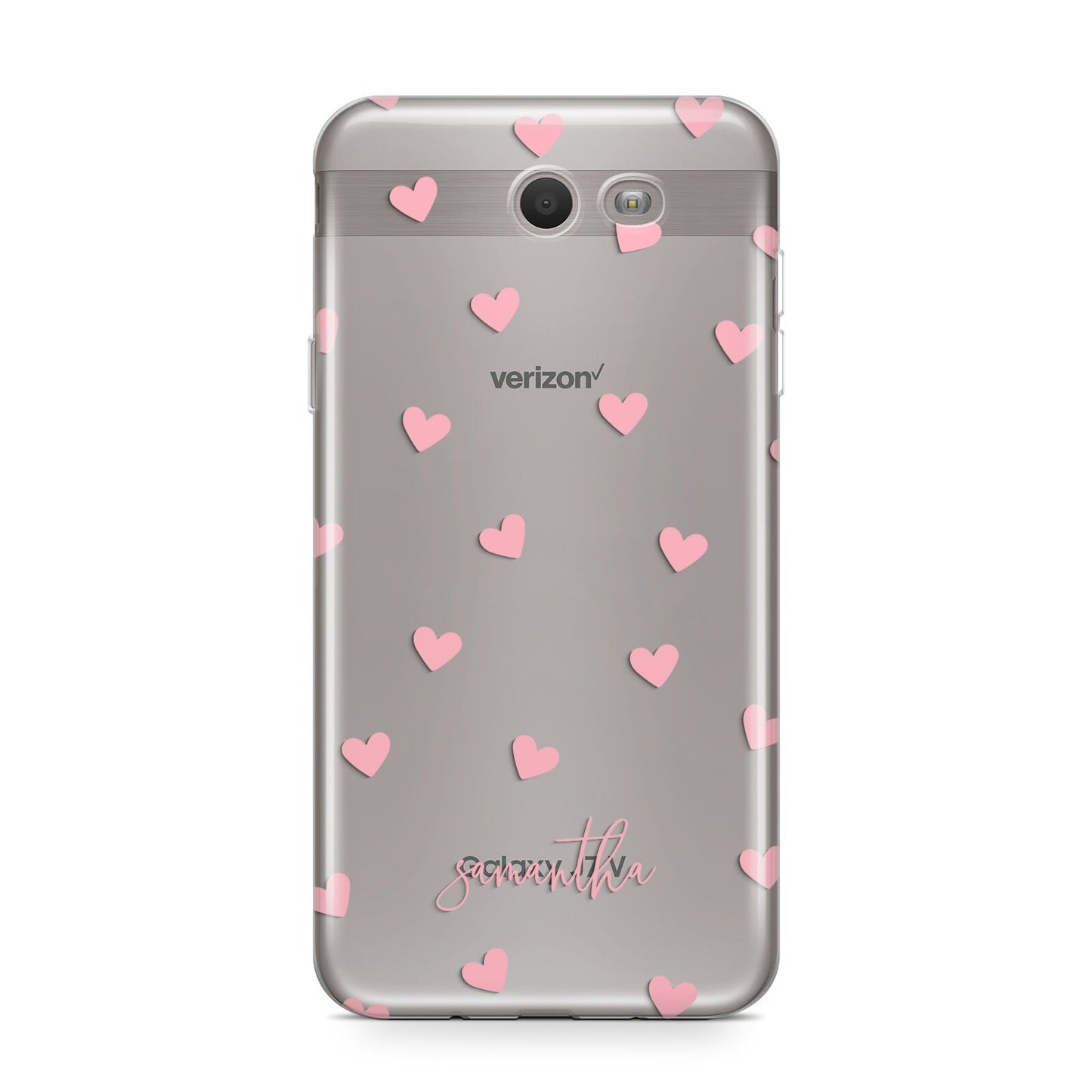 Pink Hearts with Custom Name Samsung Galaxy J7 2017 Case