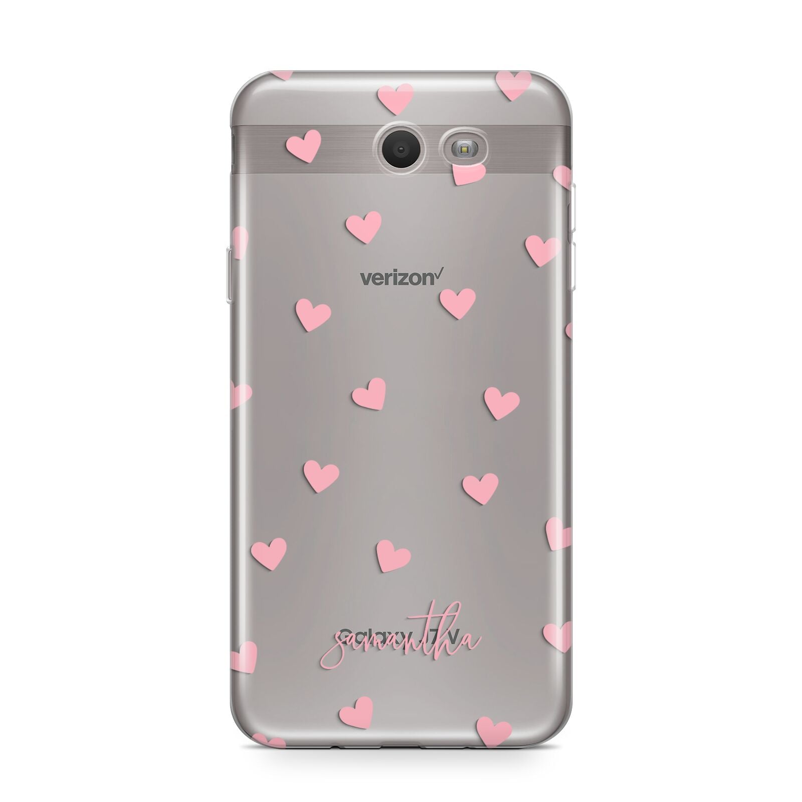 Pink Hearts with Custom Name Samsung Galaxy J7 2017 Case